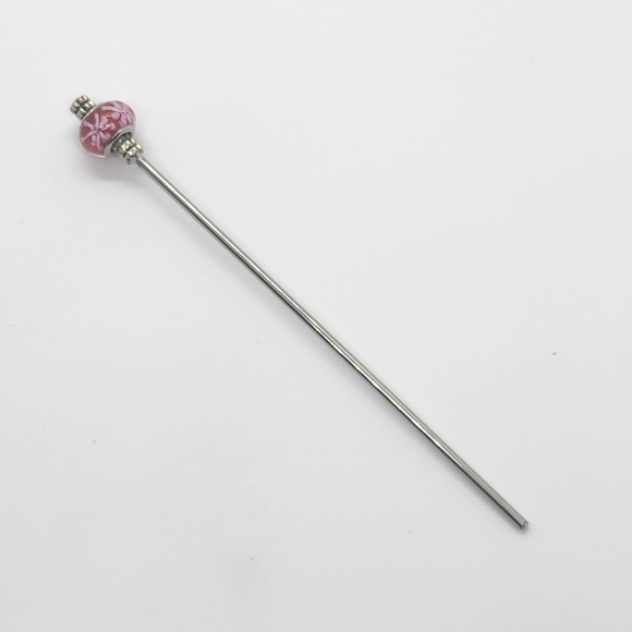 Bloomglaze Stainless Steel Hair Stick Red And Pink Floral Lamp Glass - Picture 3 of 6